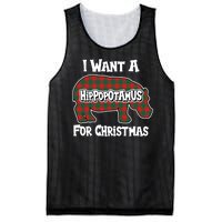 I Want A Hippopotamus For Christmas Buffalo Plaid Hippo Mesh Reversible Basketball Jersey Tank