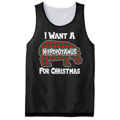 I Want A Hippopotamus For Christmas Buffalo Plaid Hippo Mesh Reversible Basketball Jersey Tank