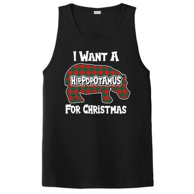 I Want A Hippopotamus For Christmas Buffalo Plaid Hippo PosiCharge Competitor Tank