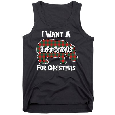 I Want A Hippopotamus For Christmas Buffalo Plaid Hippo Tank Top