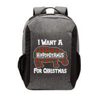 I Want A Hippopotamus For Christmas Buffalo Plaid Hippo Vector Backpack