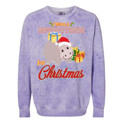 I Want A Hippopotamus for Christmas Classic Song Colorblast Crewneck Sweatshirt