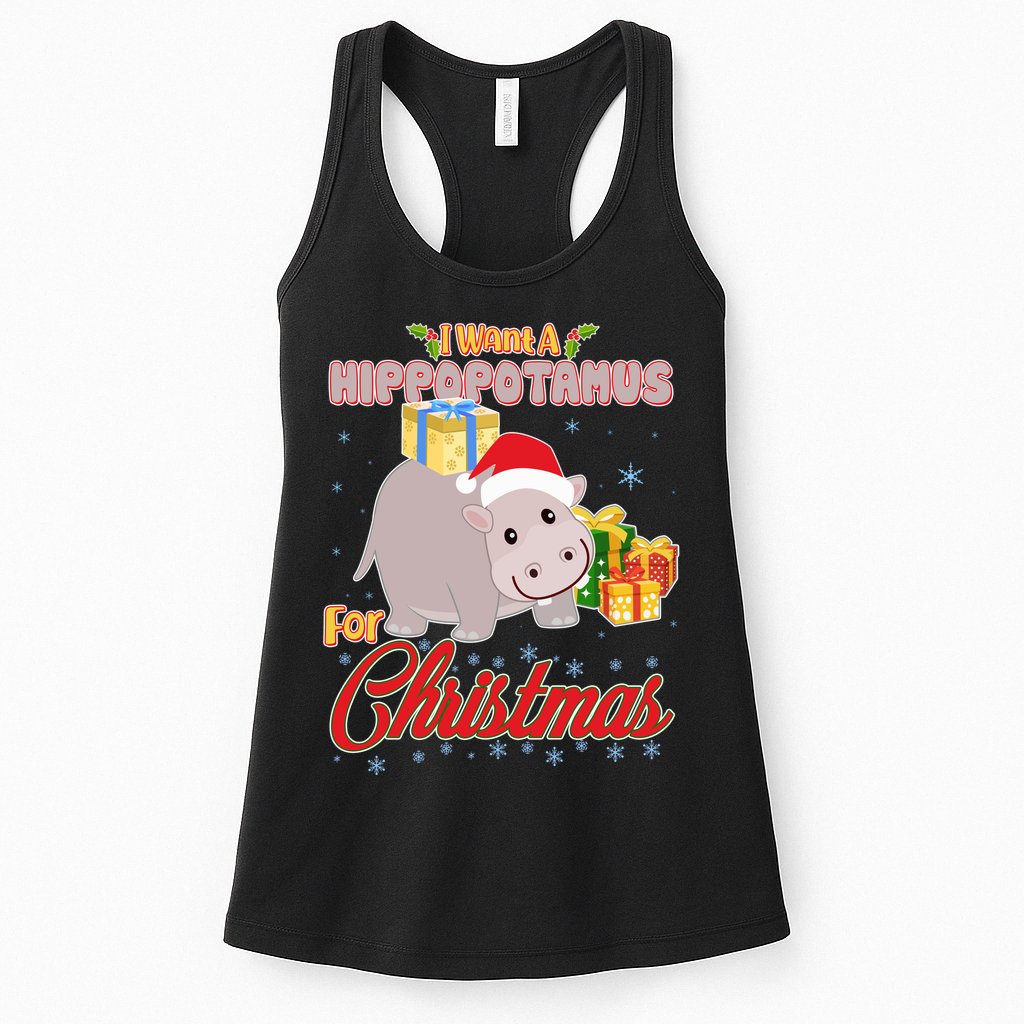 I Want A Hippopotamus for Christmas Classic Song Womens Tank Top