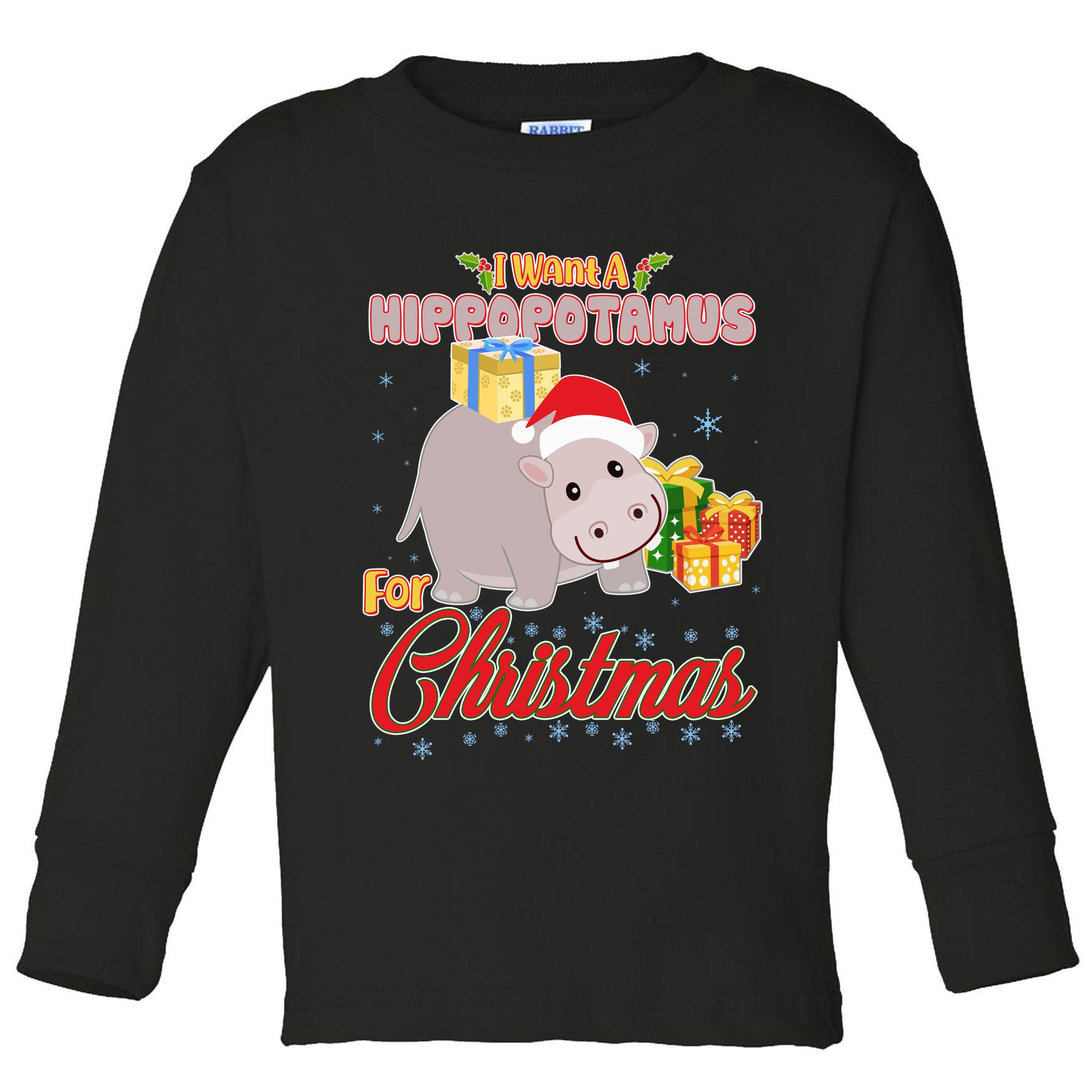 I Want A Hippopotamus for Christmas Classic Song Toddler Long Sleeve Shirt