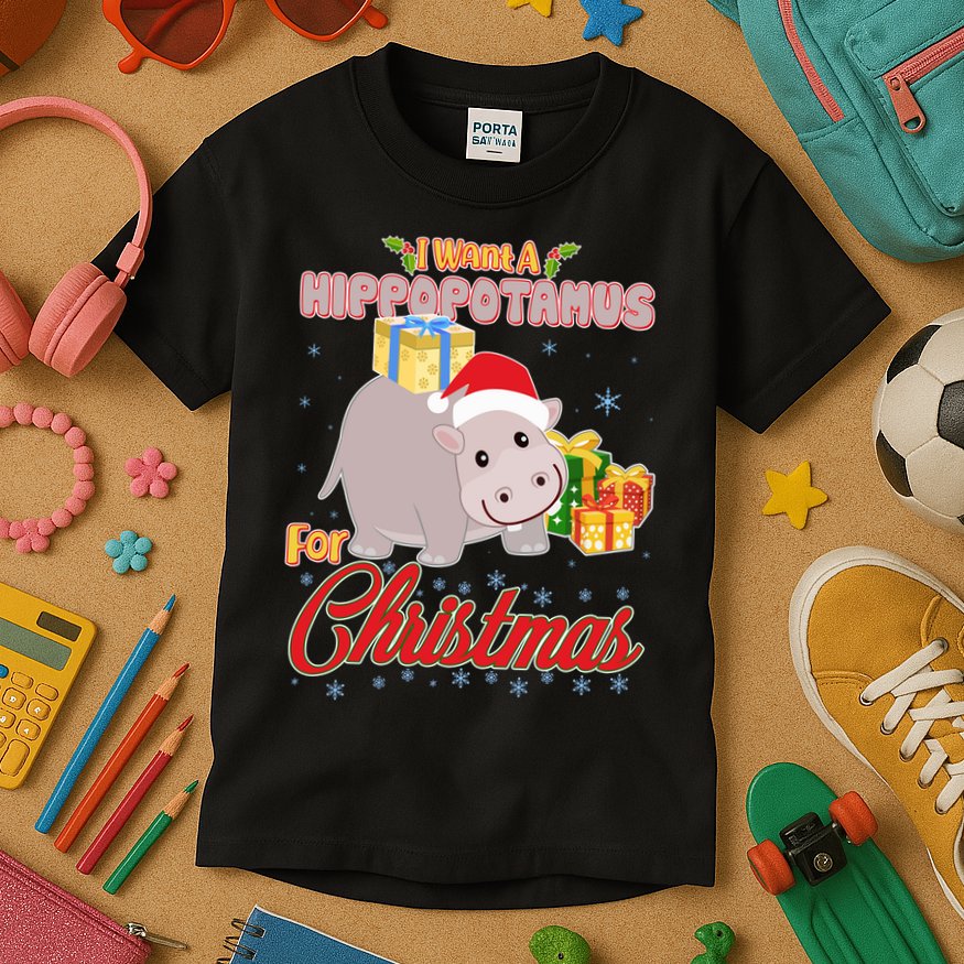 I Want A Hippopotamus for Christmas Classic Song Kids T-Shirt