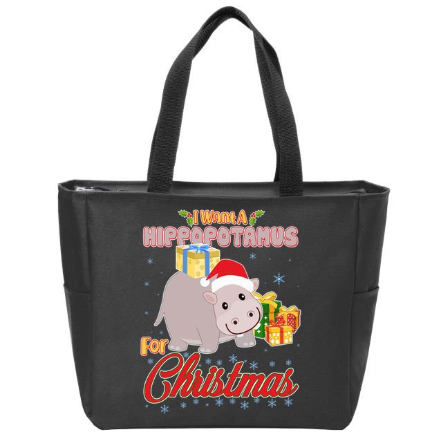 I Want A Hippopotamus for Christmas Classic Song Zip Tote Bag