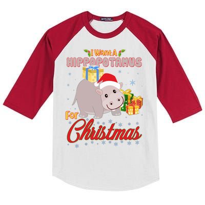 I Want A Hippopotamus for Christmas Classic Song Kids Colorblock Raglan Jersey