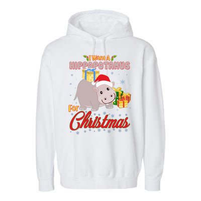 I Want A Hippopotamus for Christmas Classic Song Garment-Dyed Fleece Hoodie