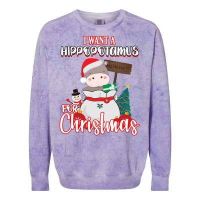 I Want A Hippopotamus For Christmas Ho Ho Ho Colorblast Crewneck Sweatshirt