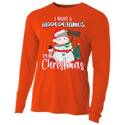 I Want A Hippopotamus For Christmas Ho Ho Ho Cooling Performance Long Sleeve Crew