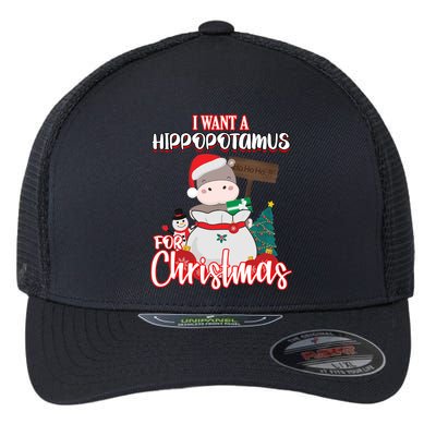 I Want A Hippopotamus For Christmas Ho Ho Ho Flexfit Unipanel Trucker Cap