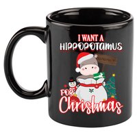 I Want A Hippopotamus For Christmas Ho Ho Ho 11oz C Handle Ceramic Mug