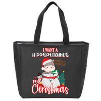 I Want A Hippopotamus For Christmas Ho Ho Ho Zip Tote Bag