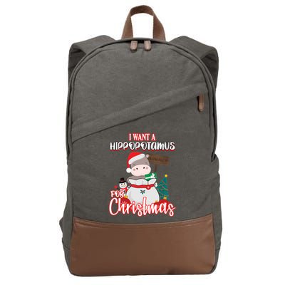 I Want A Hippopotamus For Christmas Ho Ho Ho Cotton Canvas Backpack