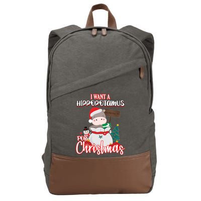 I Want A Hippopotamus For Christmas Ho Ho Ho Cotton Canvas Backpack