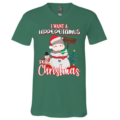 I Want A Hippopotamus For Christmas Ho Ho Ho V-Neck T-Shirt