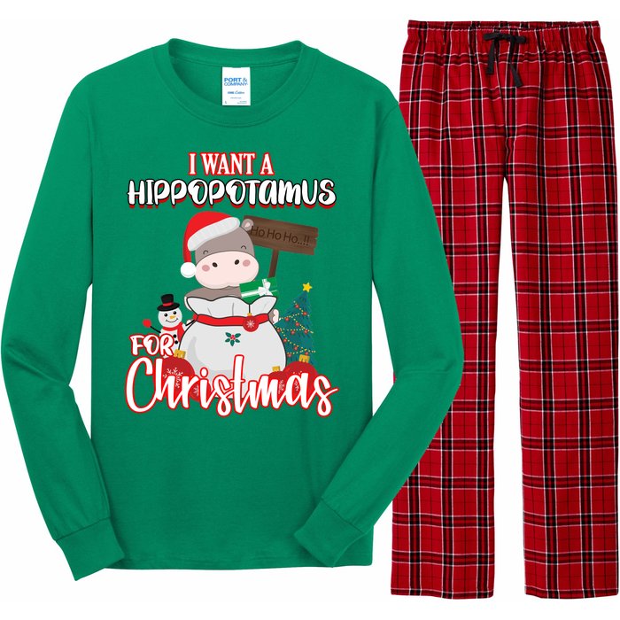 I Want A Hippopotamus For Christmas Ho Ho Ho Long Sleeve Pajama Set