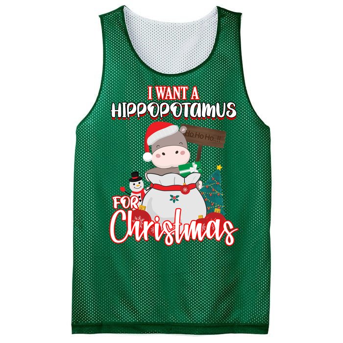 I Want A Hippopotamus For Christmas Ho Ho Ho Mesh Reversible Basketball Jersey Tank