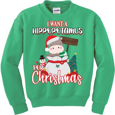 I Want A Hippopotamus For Christmas Ho Ho Ho Kids Sweatshirt