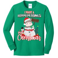 I Want A Hippopotamus For Christmas Ho Ho Ho Kids Long Sleeve Shirt