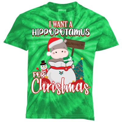 I Want A Hippopotamus For Christmas Ho Ho Ho Kids Tie-Dye T-Shirt