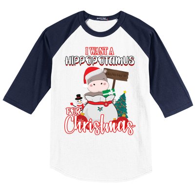 I Want A Hippopotamus For Christmas Ho Ho Ho Baseball Sleeve Shirt