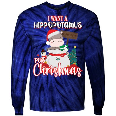 I Want A Hippopotamus For Christmas Ho Ho Ho Tie-Dye Long Sleeve Shirt