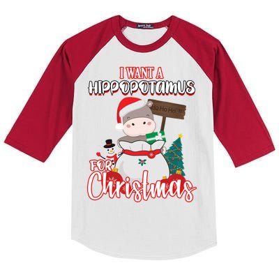 I Want A Hippopotamus For Christmas Ho Ho Ho Kids Colorblock Raglan Jersey