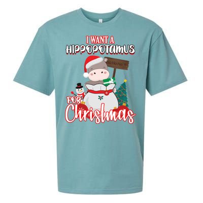 I Want A Hippopotamus For Christmas Ho Ho Ho Sueded Cloud Jersey T-Shirt