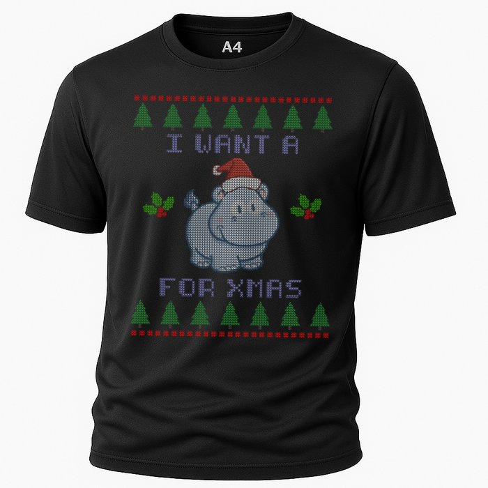 I Want A Hippopotamus For Christmas Ugly Cooling Performance Crew T-Shirt