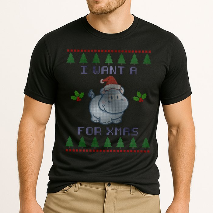 I Want A Hippopotamus For Christmas Ugly Cooling Performance Crew T-Shirt