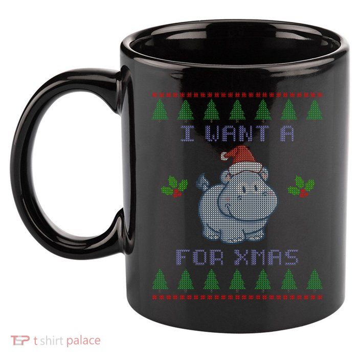 I Want A Hippopotamus For Christmas Ugly 11oz C Handle Ceramic Mug