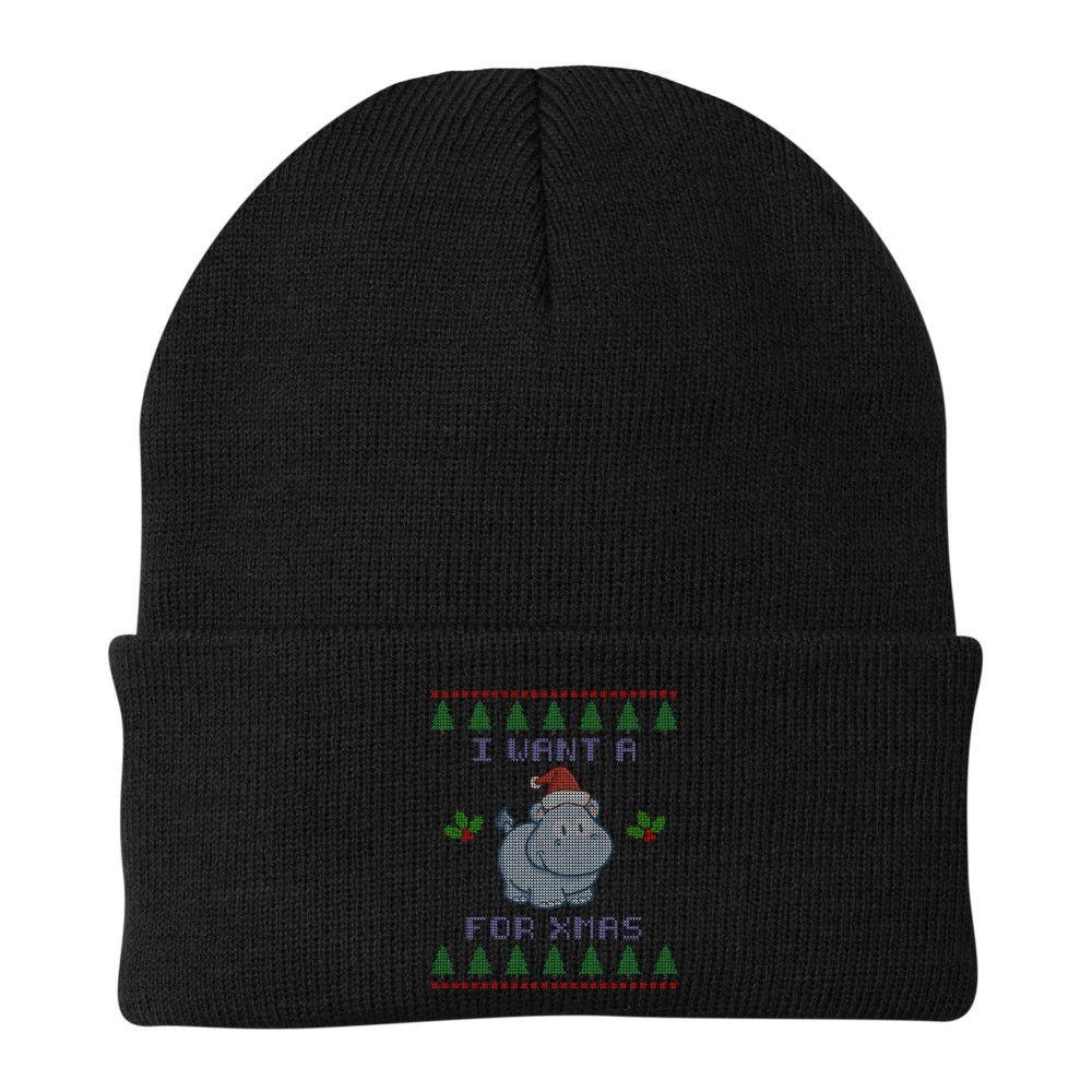 I Want A Hippopotamus For Christmas Ugly Beanie