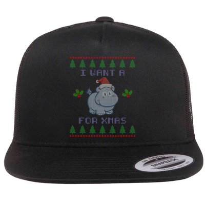 I Want A Hippopotamus For Christmas Ugly Flatbill Hat