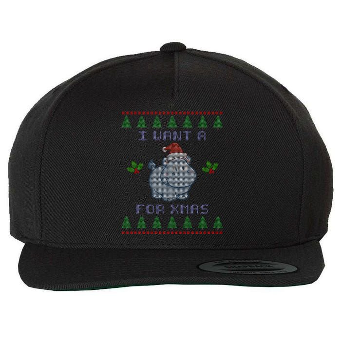 I Want A Hippopotamus For Christmas Ugly Wool Snapback Cap