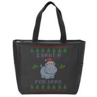 I Want A Hippopotamus For Christmas Ugly Zip Tote Bag