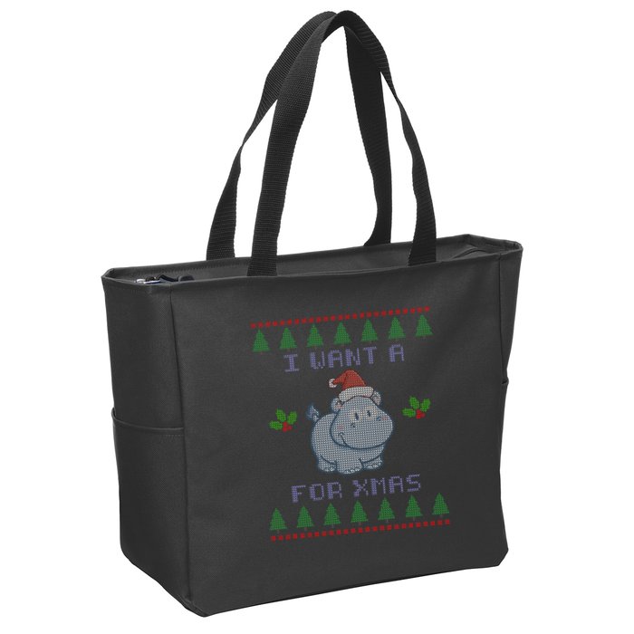 I Want A Hippopotamus For Christmas Ugly Zip Tote Bag
