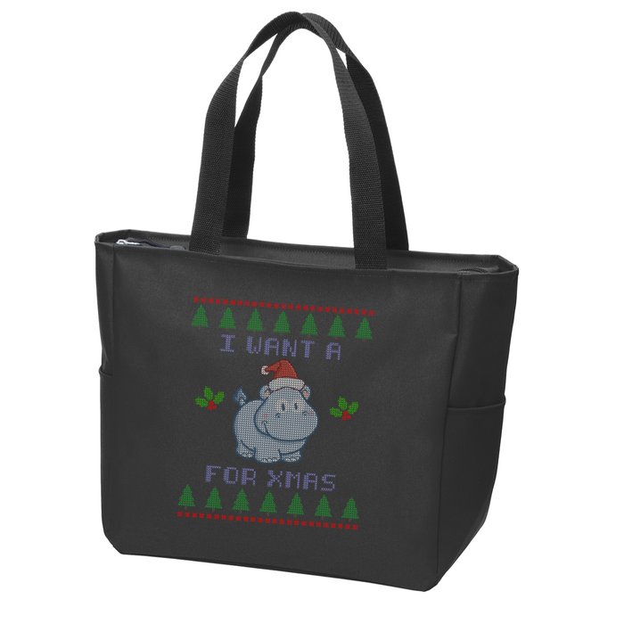 I Want A Hippopotamus For Christmas Ugly Zip Tote Bag