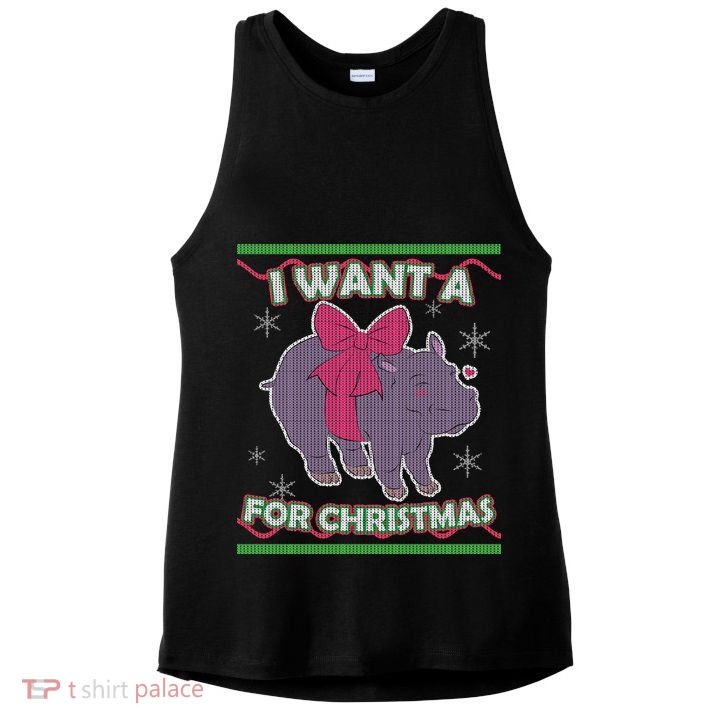 I Want A Hippopotamus Ugly Christmas Sweater Ladies PosiCharge Tri-Blend Wicking Tank