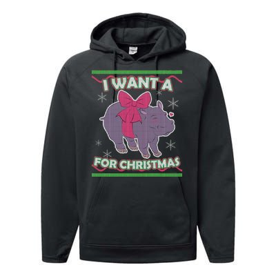 I Want A Hippopotamus Ugly Christmas Sweater Performance Fleece Hoodie