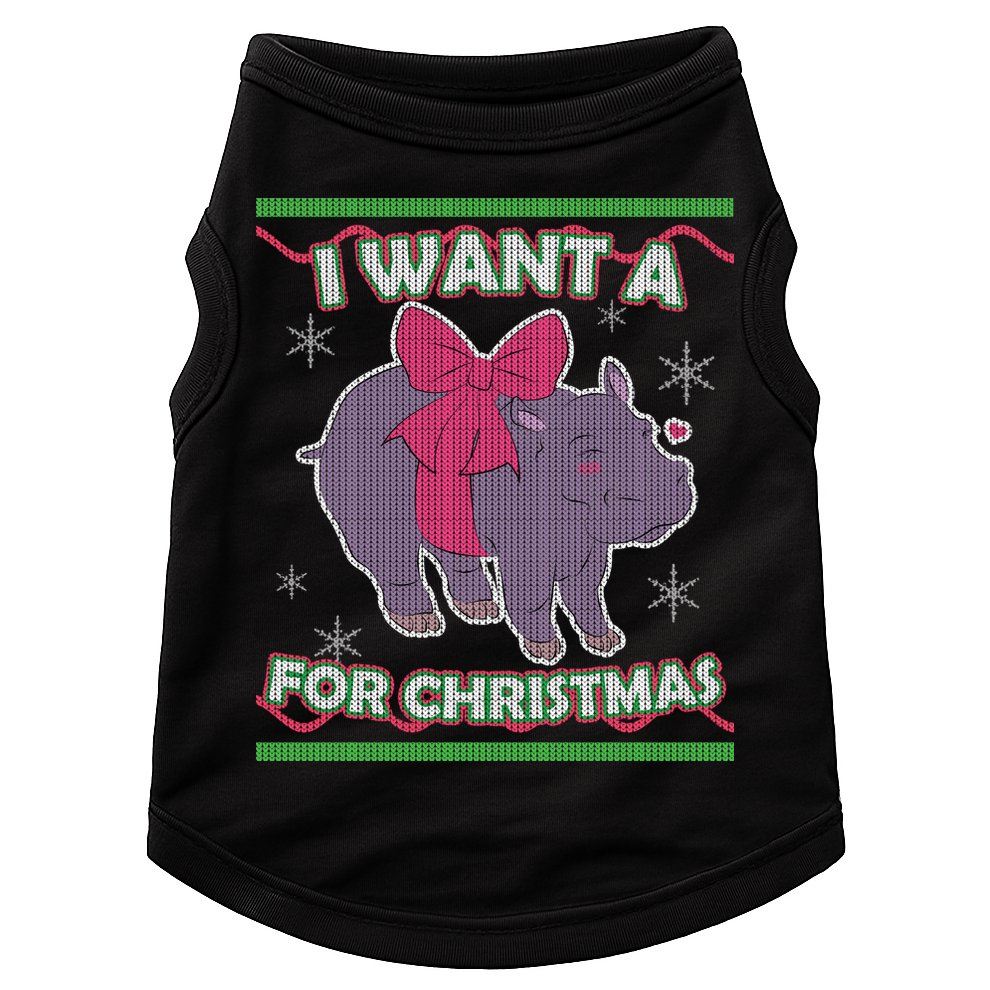 I Want A Hippopotamus Ugly Christmas Sweater Doggie Tank