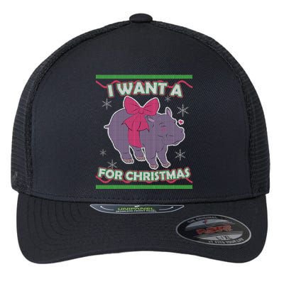 I Want A Hippopotamus Ugly Christmas Sweater Flexfit Unipanel Trucker Cap