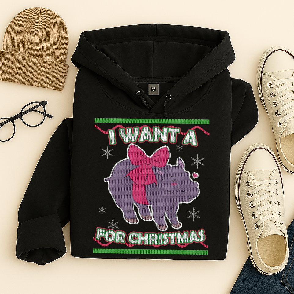 I Want A Hippopotamus Ugly Christmas Sweater Hoodie