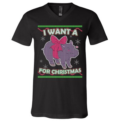 I Want A Hippopotamus Ugly Christmas Sweater V-Neck T-Shirt