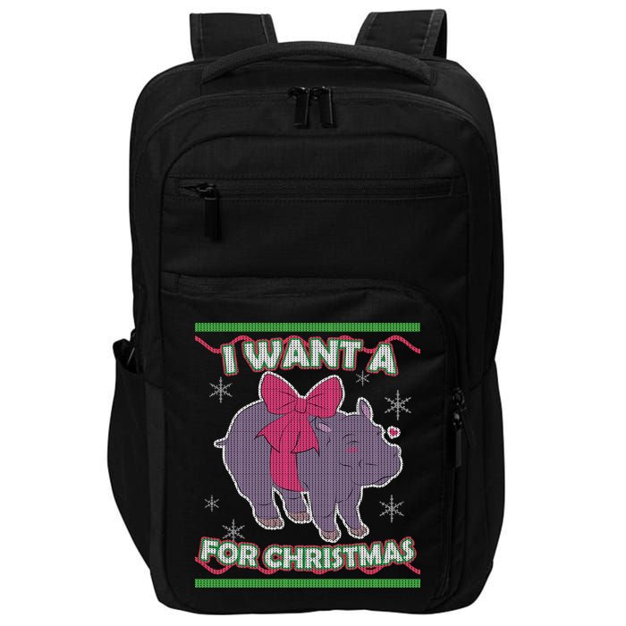 I Want A Hippopotamus Ugly Christmas Sweater Impact Tech Backpack