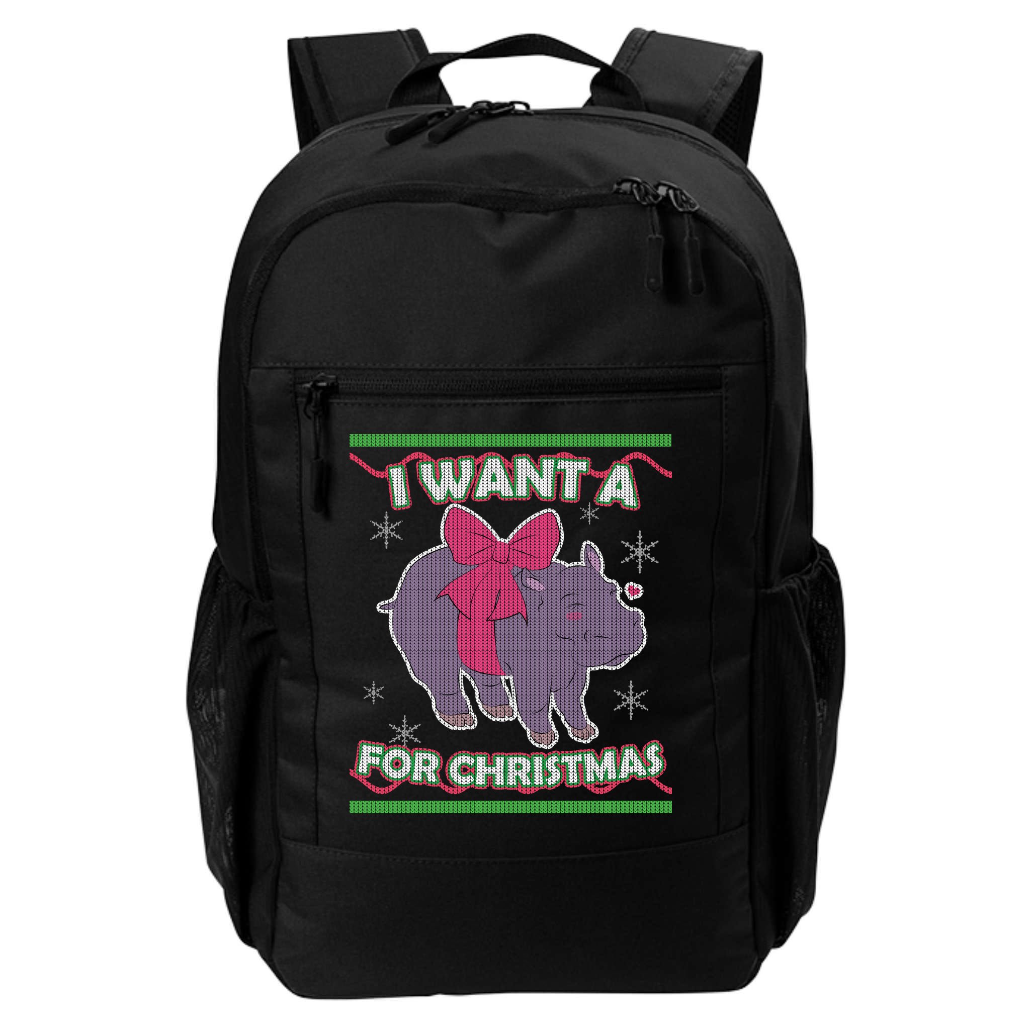 I Want A Hippopotamus Ugly Christmas Sweater Backpack