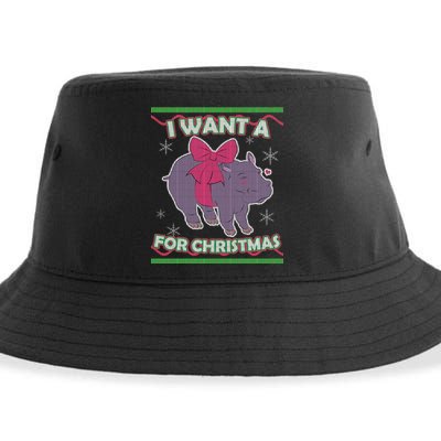 I Want A Hippopotamus Ugly Christmas Sweater Sustainable Bucket Hat