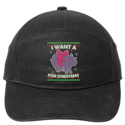 I Want A Hippopotamus Ugly Christmas Sweater 7-Panel Snapback Hat