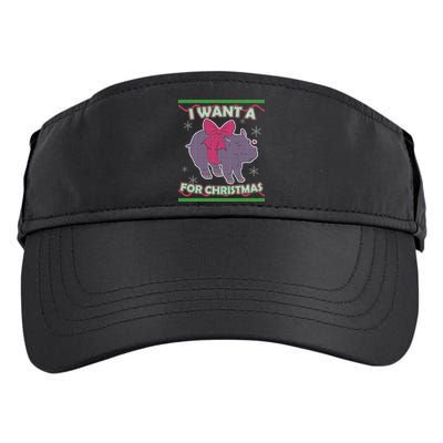 I Want A Hippopotamus Ugly Christmas Sweater Adult Drive Performance Visor