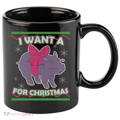 I Want A Hippopotamus Ugly Christmas Sweater 11oz C Handle Ceramic Mug